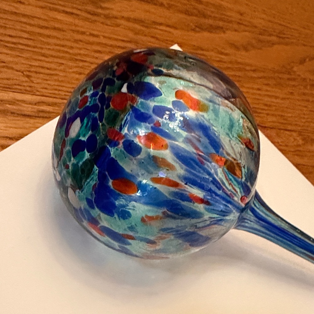 Plant Watering Glass Bulb Handcrafted Blue and Red Like New! - Picture 2 of 6